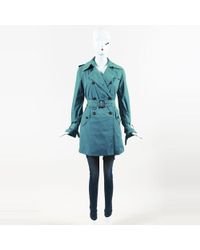 Burberry Green Double Breasted Belted Trench Coat
