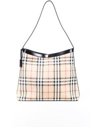 Burberry Nova Check Coated Canvas Hobo Bag Beige/multicolor Sz: M - Natural