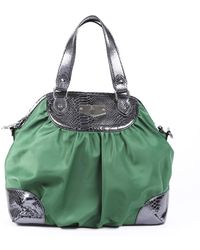 Mark Cross Embossed Alligator Nylon Satchel Bag - Green