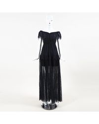 Self-Portrait Fine Lace Off Shoulder Maxi Dress - Blue