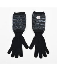 Moncler Black Wool Knit & Quilted Nylon Gloves