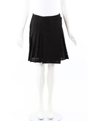 Burberry Prorsum Pleated Lace Crocheted Wrap Skirt - Black