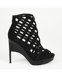 Burberry Suede Cage Booties - Black