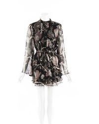 Zimmermann Sheer Floral Silk Romper - Black