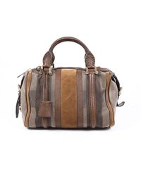 Burberry Nevinson Canvas Leather Satchel Bag - Brown