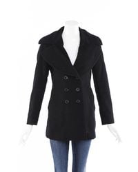 Burberry London Wool Cashmere Double Breasted Coat Black Sz: S