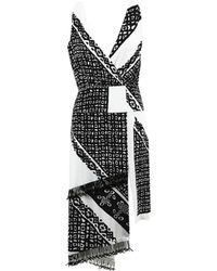 Altuzarra Black White Silk "pavillion" Asymmetrical Dress