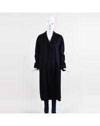 Max Mara Blue Angora & Wool Blend Buttoned Coat