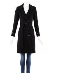 Burberry Belted Coat Black Sz: Xs