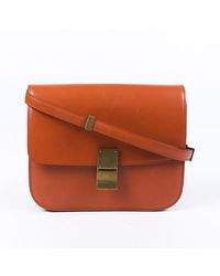 Céline Medium Classic Box Calfskin Crossbody Bag - Orange