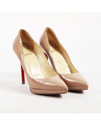 Christian Louboutin Nude Patent Calfskin "pigalle Plato" Pumps - Natural