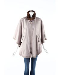 Loro Piana Cashmere Fur Collar Reversible Cape - Natural