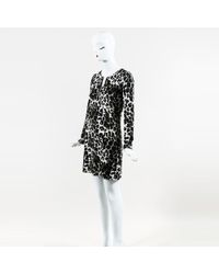 Diane von Furstenberg Nwt Black Multi Knit Leopard Print "reina" Ls Dress