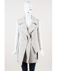 Victoria Beckham Tweed Double Layer Vest - Natural