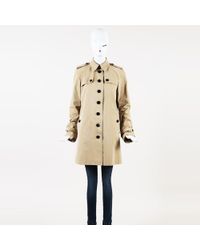 Burberry Cotton Single Breasted Trench Coat - Natural