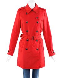 Burberry Red Belted Trench Coat Red Sz: S