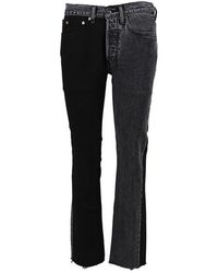 Vetements X Levi's Black & Gray Denim Paneled Straight Leg Jeans