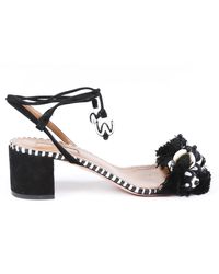 Aquazzura Tropicana Beaded Tassel Sandals - Black