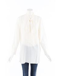 Burberry White Silk Blouse White Sz: M