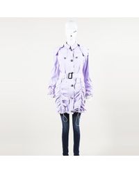Burberry Ruched Hooded Trench Coat - Purple