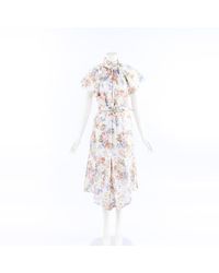 Zimmermann Bowie Flutter Floral Linen Dress - White