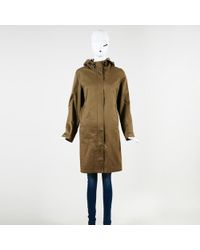 Burberry Green Cotton Drawstring Hooded Coat