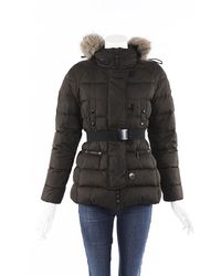 Moncler Genette Belted Puffer Coat Brown Sz: Xs