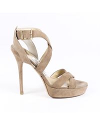 Jimmy Choo Vamp 120mm Suede Platform Sandals - Brown