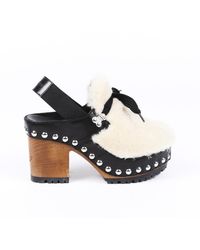 Moncler Shearling Studded Clogs - Black