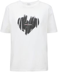 Saint Laurent - T-shirt cuore bianca in cotone - Lyst