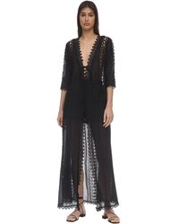 Charo Ruiz Kaftan Aus Baumwolle Und Spitze "ali" - Schwarz