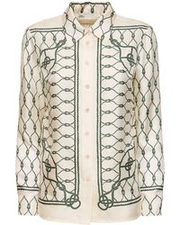 Tory Burch - Printed Silk Twill Shirt - Lyst