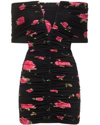 Magda Butrym - Printed Jersey Off Shoulder Mini Dress - Lyst
