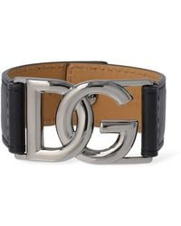 Dolce & Gabbana - Brazalete de piel con logo dg - Lyst