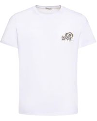 Moncler - T-shirt en coton à empiècement double logo - Lyst