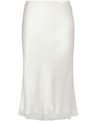 The Row - Irene Silk Satin Midi Skirt W/ Lace - Lyst