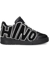 Moschino - Logo Leather Mid Top Sneakers - Lyst
