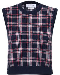 Thom Browne - Checked Cashmere Knit Cropped Vest - Lyst