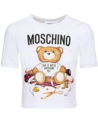 Moschino - Logo Printed Cotton Jersey Crop T-shirt - Lyst
