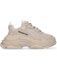 Balenciaga - Triple S Logo-embroidered Leather, Nubuck And Mesh Sneakers - Lyst