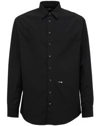 DSquared² Camisa De Popelina De Algodón Con Logo - Negro
