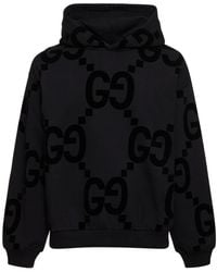 Gucci - Pullover Aus Baumwollfleece Mit Geflocktem GG Print - Lyst