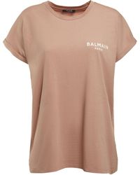 Balmain - T-shirt Aus Baumwolljersey Mit Beflocktem Logo - Lyst