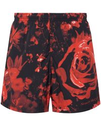 Alexander McQueen - Wax Floral Print Nylon Swim Shorts - Lyst