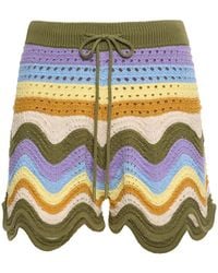 Zimmermann - Raie Striped Cotton Knit Shorts - Lyst