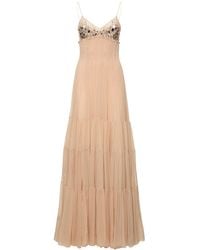 Ermanno Scervino - Embellished Silk Long Dress - Lyst