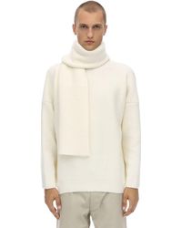 Jacquemus Virgin Wool Blend Knit Jumper W/ Scarf - White