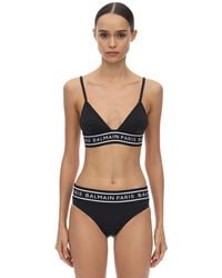 Balmain Bikini Aus Lycra Mit Logo - Schwarz