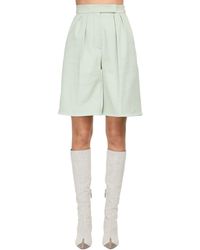 Max Mara Pleated Cotton Bull Shorts - Green