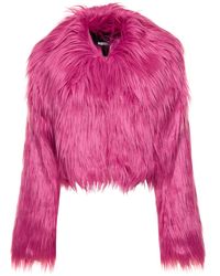 ROTATE BIRGER CHRISTENSEN - Fluffy Faux Fur Cropped Jacket - Lyst